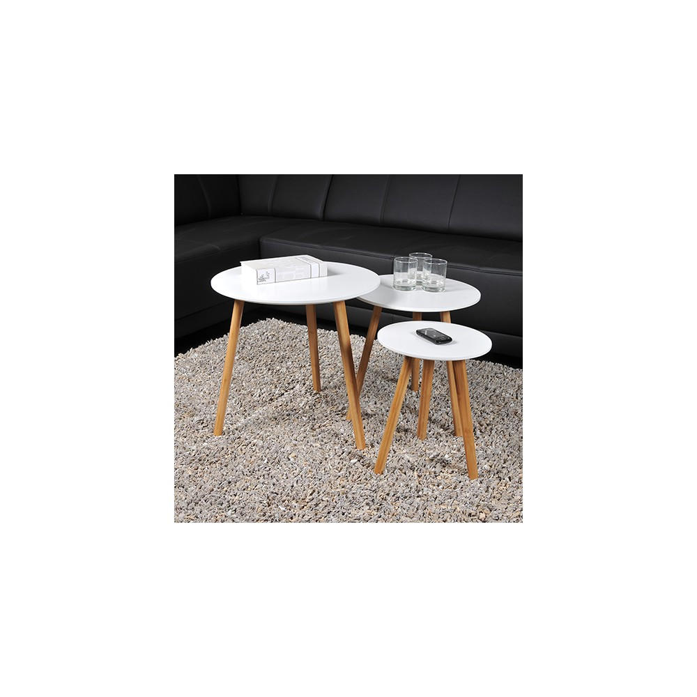 COUCHTISCH 3ER-SET VENUS / Weiß - Weiß, Holzwerkstoff (50/50/48cm) - Weber Industries