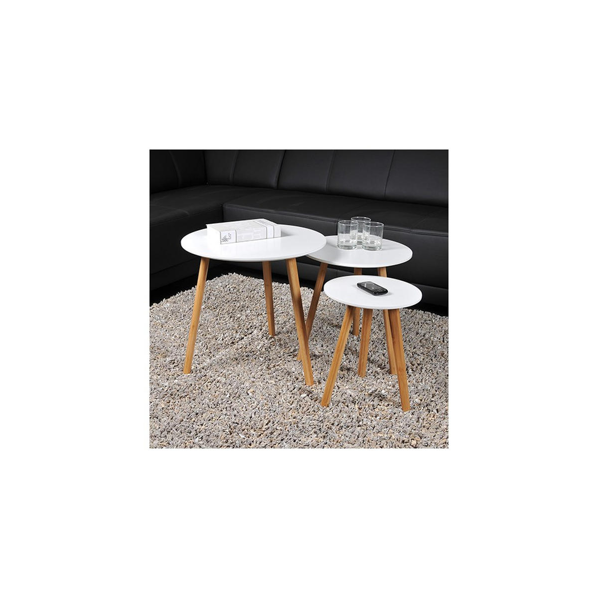 COUCHTISCH 3ER-SET VENUS / Weiß - Weiß, Holzwerkstoff (50/50/48cm) - Weber Industries