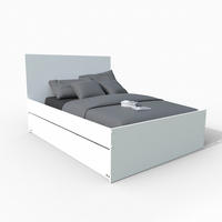 DOPPELBETT ALPHA / BETT 140x190 + BETT-SCHUBLADE + 2 SCHUBLADEN + NACHTISCH - Weiß - Weiß, Holzwerkstoff (140/190cm) - Weber Industries