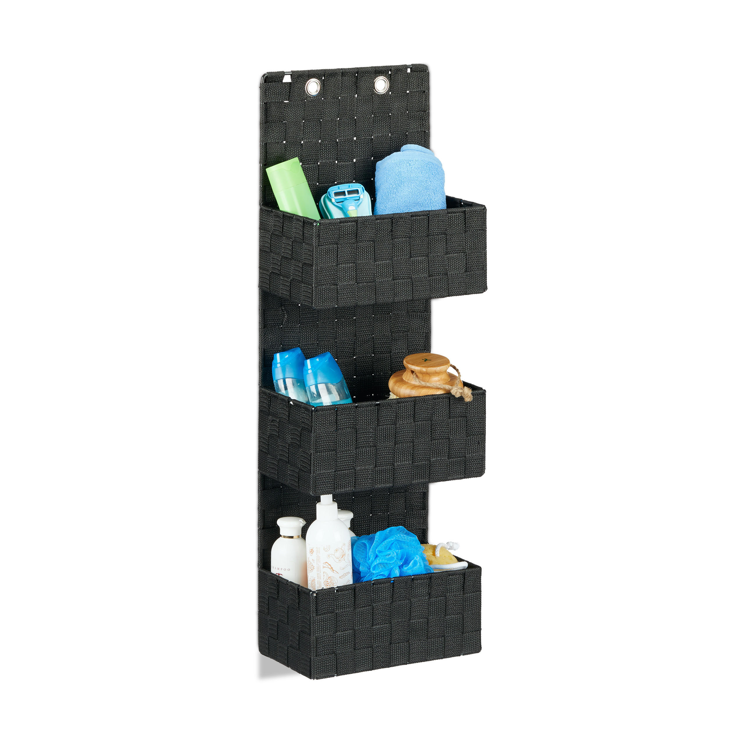 VISEĆI-ORGANIZER - crna, metal/plastika (25/75/15cm) - Relaxdays