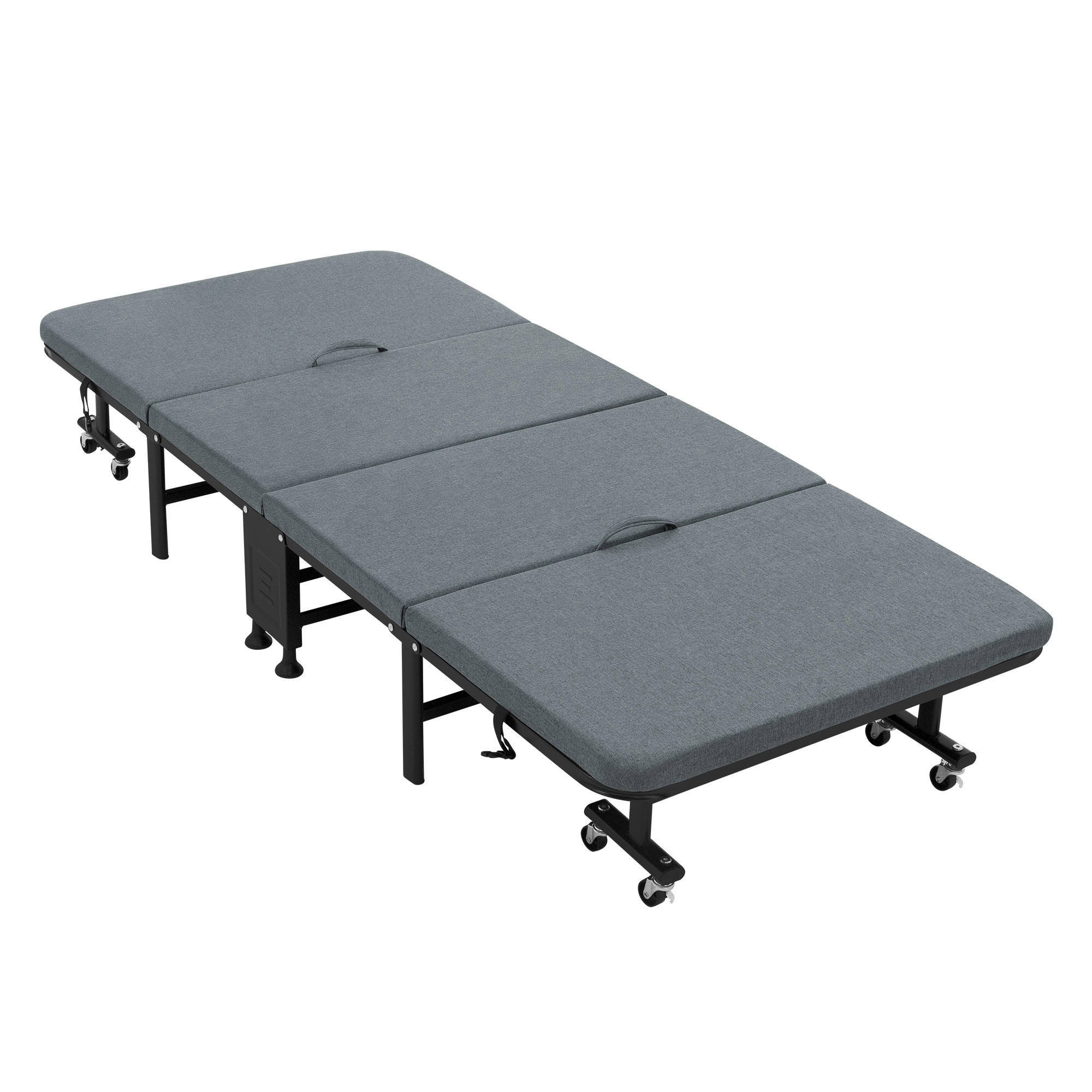 SKLÁDACÍ POSTEL PRO HOSTY 80 x 190 cm z kovu - šedá, dřevo (90/200cm) - ECD-Germany