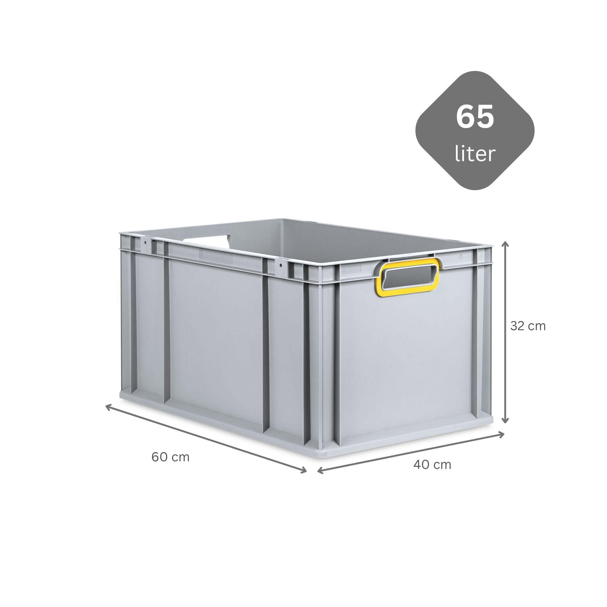 EUROBOX 3x Nextgen Color 32x40x60cm 65 Liter Griffe Gelb Offen - Gelb, Kunststoff (40/22/60cm) - PROREGAL