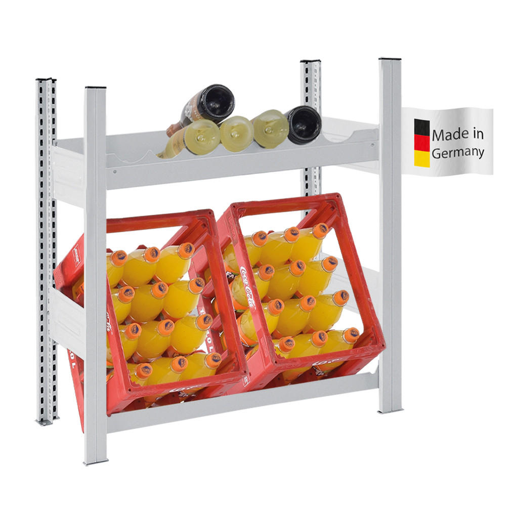 GETRÄNKEKISTEN- & WEINREGAL Chiemsee VINO 82,5x81x33,5cm 2 Kisten auf 1 Ebene + 13 Flaschen auf 1 Ebene Lichtgrau - Hellgrau, Metall (81/82.5/33.5cm) - PROREGAL