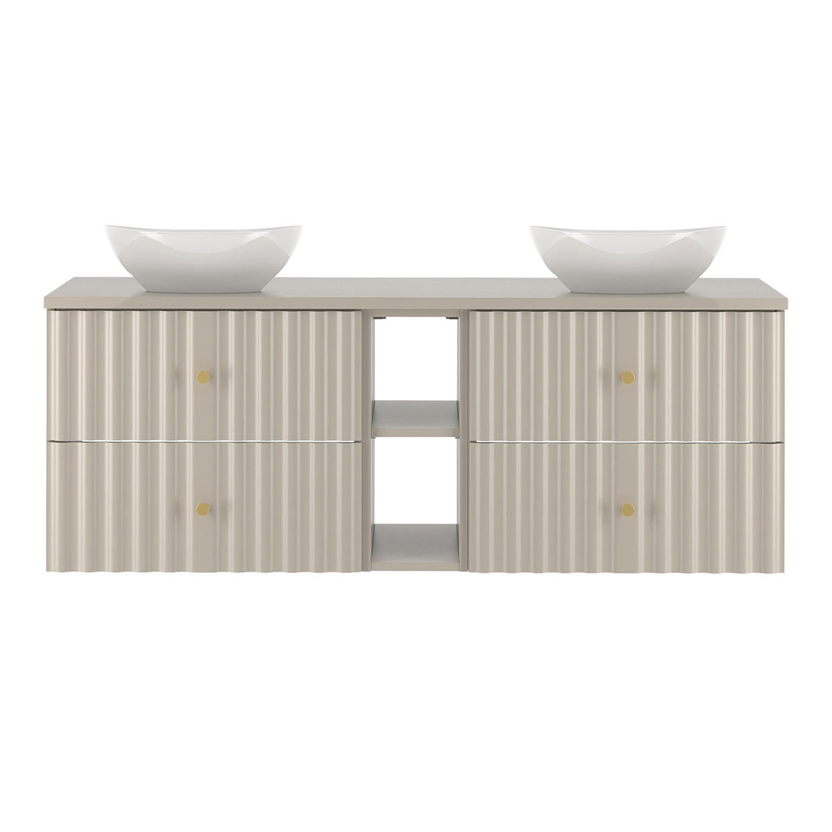 DOPPELWASCHTISCH 140.6cm Izae Kaschmir - Beige, Holzwerkstoff (140.6/52.2/46.5cm) - Petits-meubles