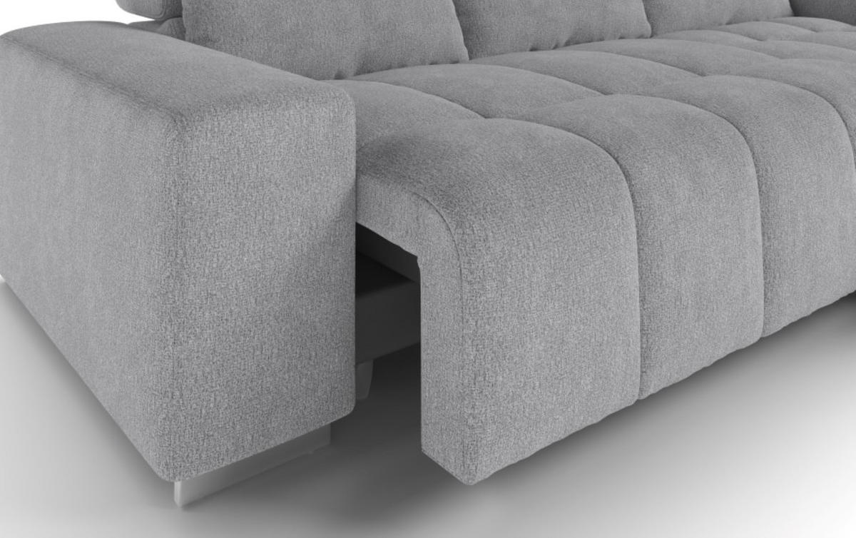 ECKSOFA mit elektronischem Sitzvorschub und verstellbaren Kopflehnen - Chromfarben/Grau, Textil (186/307cm) - Cotta