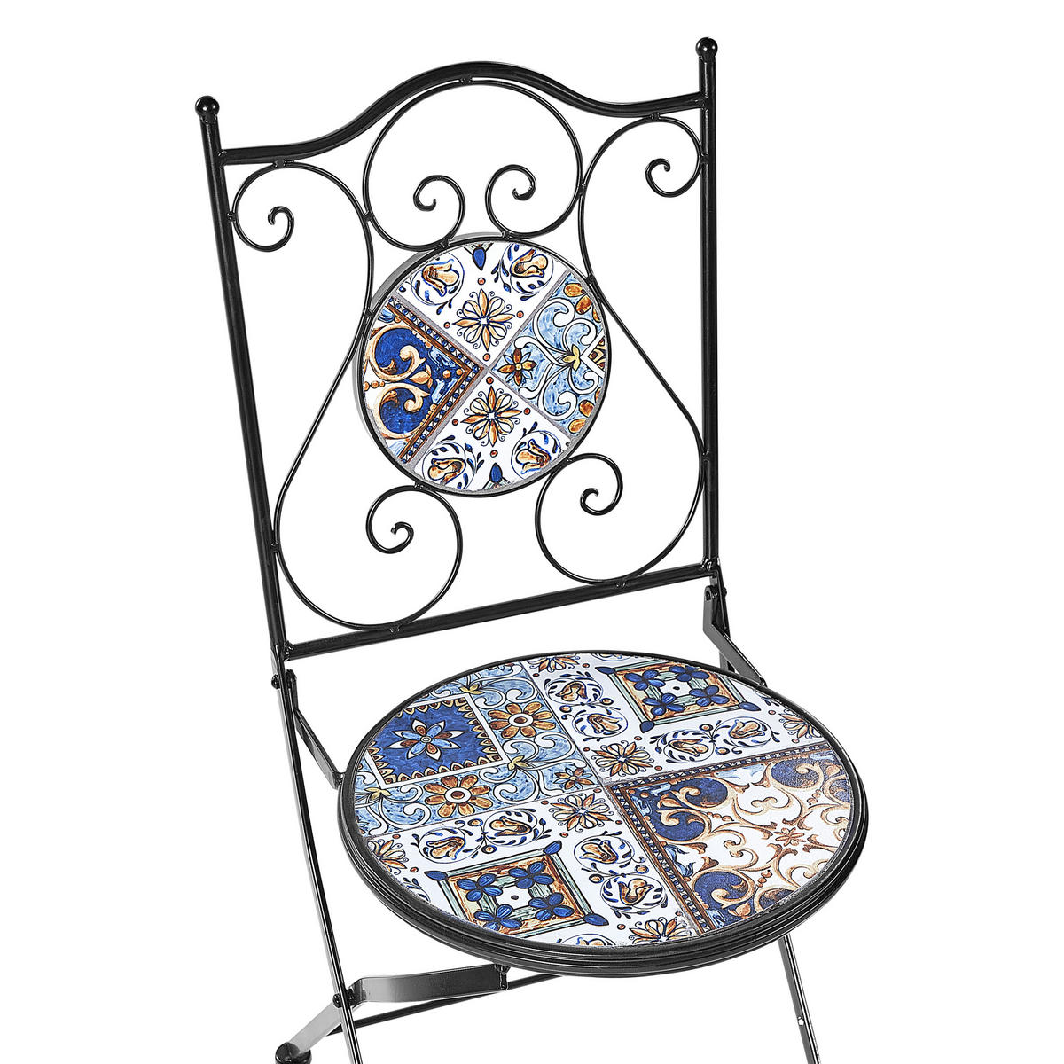 GARTENSTUHL 2er-Set Metall Schwarz Civita - Blau/Schwarz, Metall (40/90/45cm) - Beliani