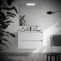 BADEZIMMERMÖBEL NOJA 900 2 Schubladen WHITE GLOSS + Waschtisch + Spiegel - Schwarz, Metall (45/54/90cm) - Salgar