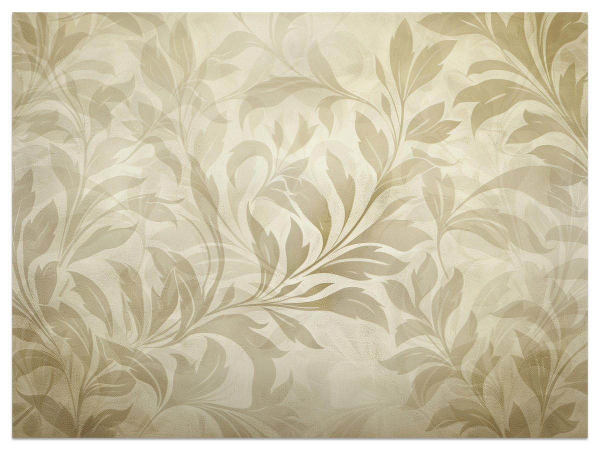 FOTOTAPETE für Schlafzimmer Blätter Pflanzen Natur Beige Vintage 300x210 - Beige/Braun, Papier (300/210cm) - Muralo