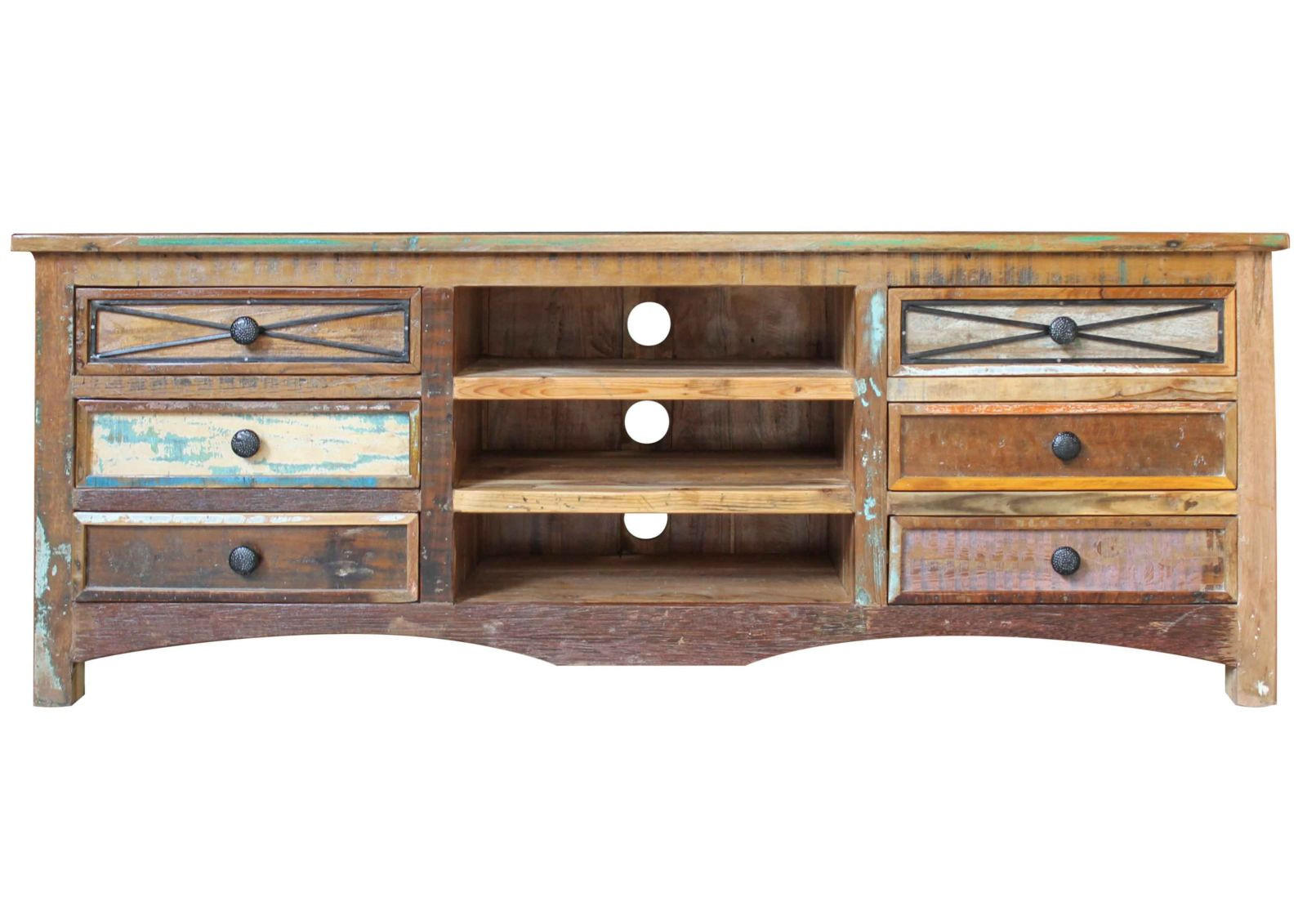 TV-BOARD Altholz 160x45x60 mehrfarbig lackiert NATURE OF SPIRIT #16 - Multicolor, Holz (45/60/160cm) - Massivmoebel24