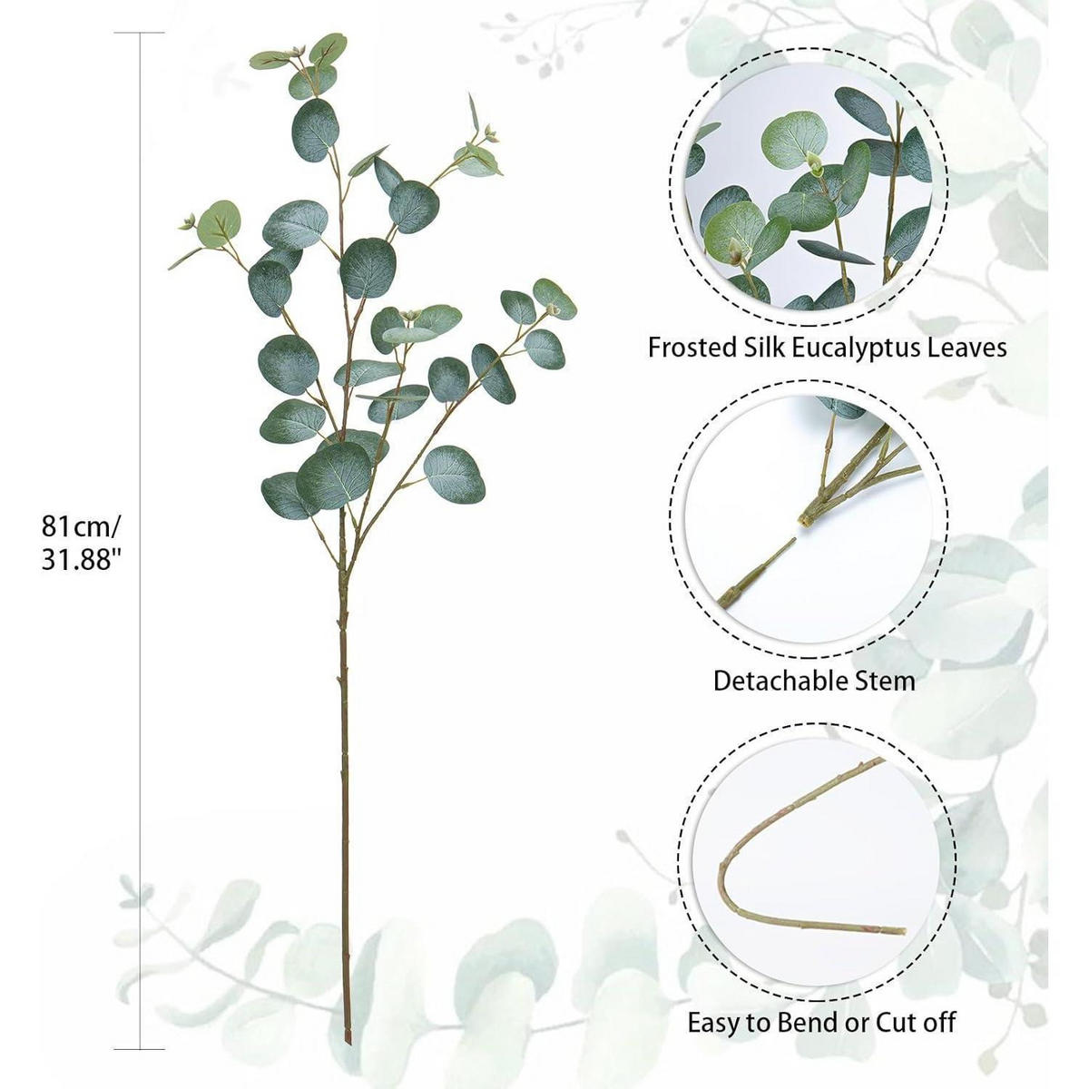 KUNSTPFLANZE Eukalyptus Zweige 3er Set 81 cm - Grün, Kunststoff (81cm)