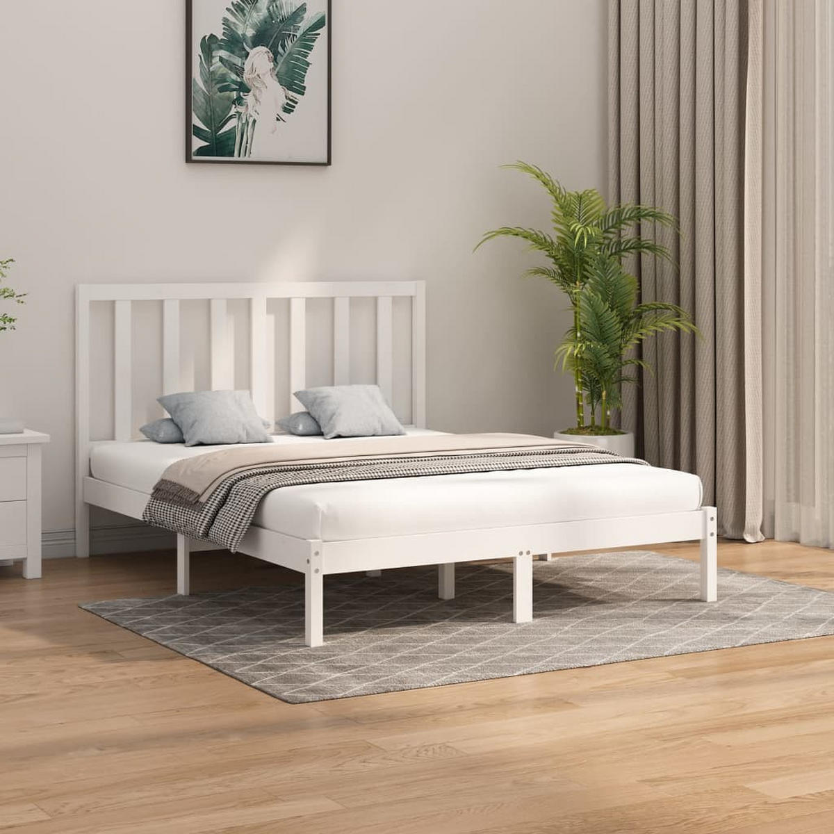 MASSIVHOLZBETT Weiss 160/200 Cm - Weiß, Holz (160/200cm) - vidaXL