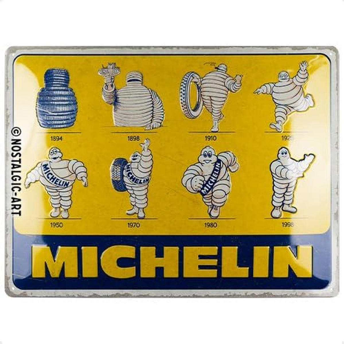 BLECHSCHILD 30/40 cm Michelin Logo Evolution - Multicolor, Metall (40/30/0.2cm) - Nostalgic-Art