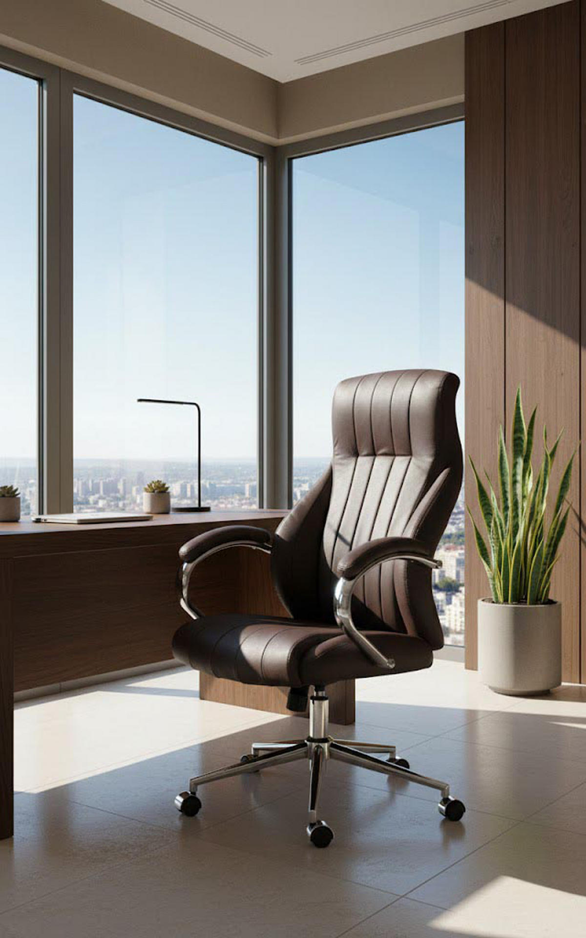 BÜROSTUHL Valyx Echtleder braun - Chromfarben/Braun, Leder/Metall (73/130/76cm) - TPFLiving