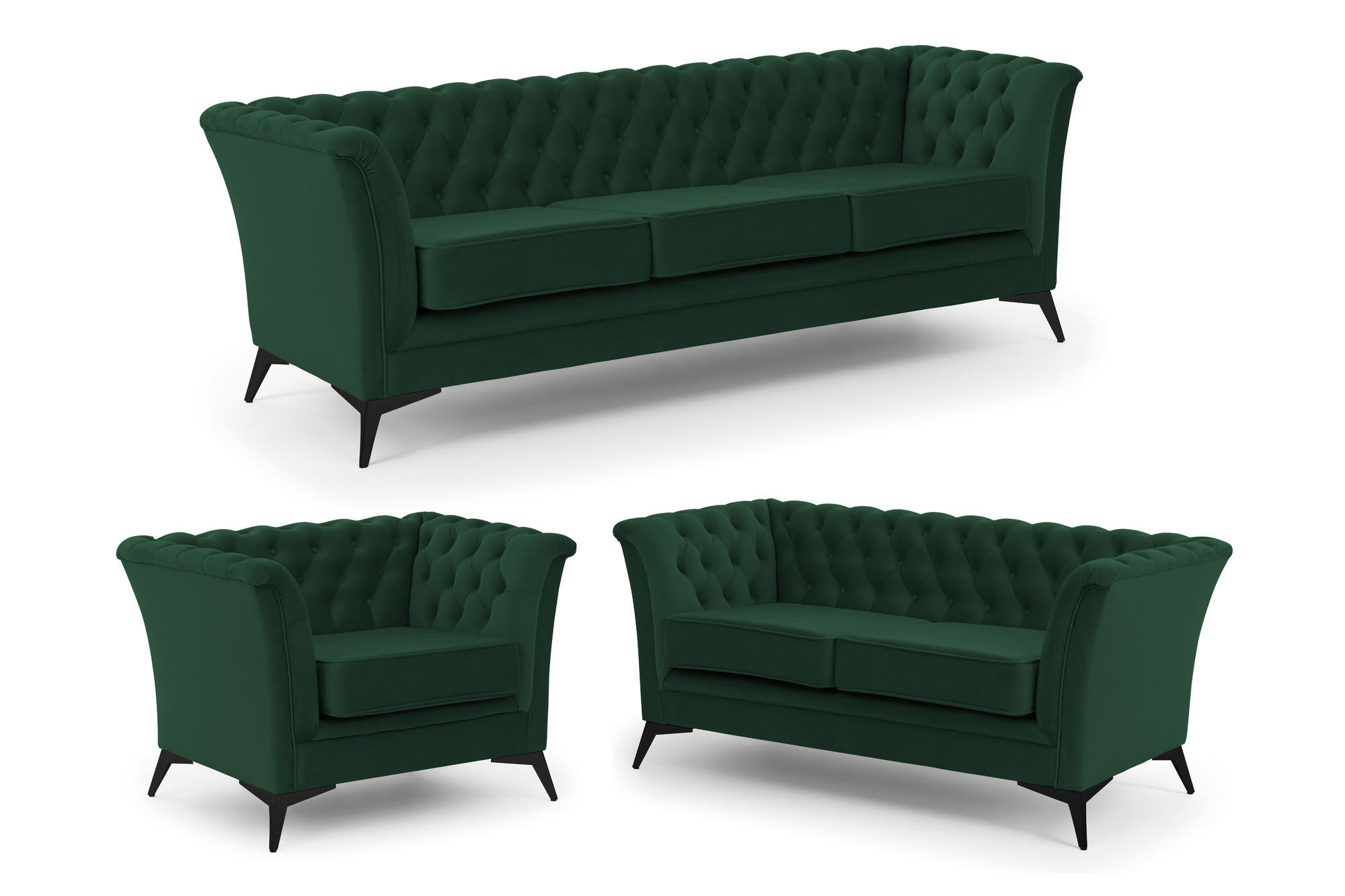 S-Style Sitzgarnitur Dunkelgrün 237x78x82 cm