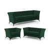 SITZGARNITUR 3+2+1 Chesterfield Whitby Flaschengrün Samt mit schwarzen Füßen - Dunkelgrün/Schwarz, Holz/Textil (237/78/82cm) - S-Style Möbel