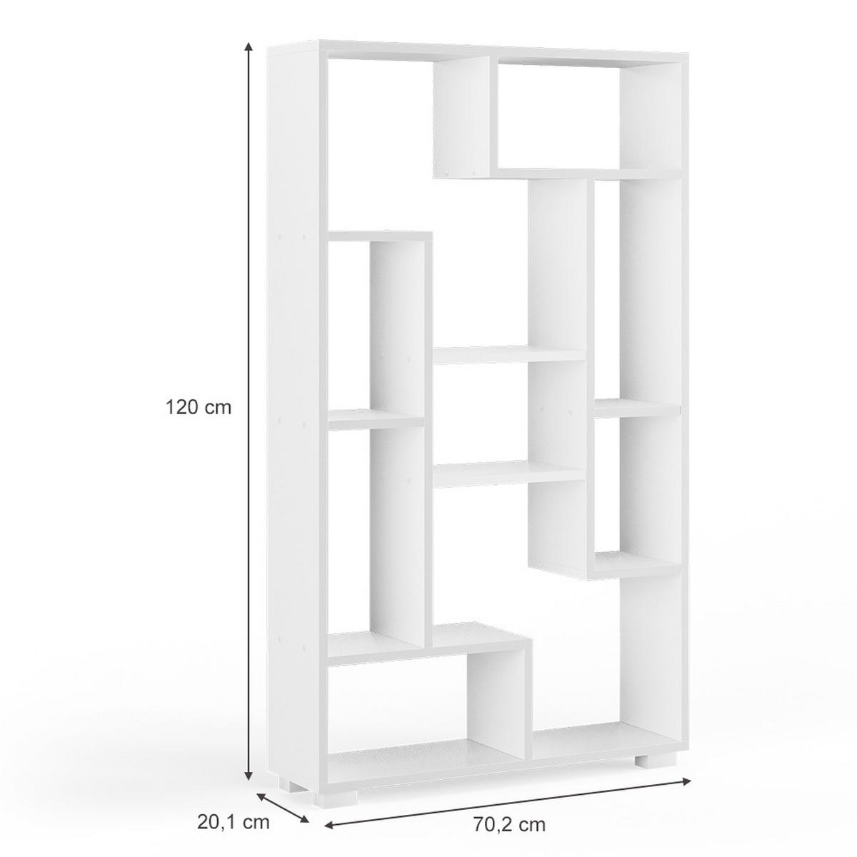RAUMTEILER Domus Weiß 70.2 x 120 cm 9 Fächer - Weiß, Holzwerkstoff (70.2/120/20.1cm) - Vicco