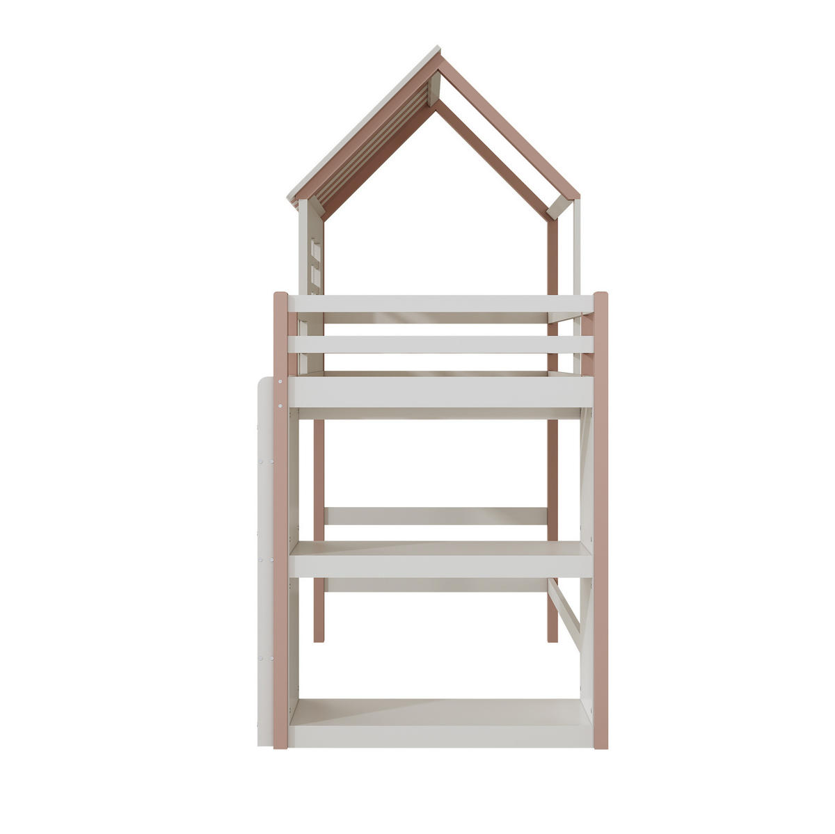 KINDERBETT 90x200 cm Rosa mit Dachdesign, Sicherheitsleiter und Lattenrost - Pink, Holzwerkstoff (90/200cm) - Modfu