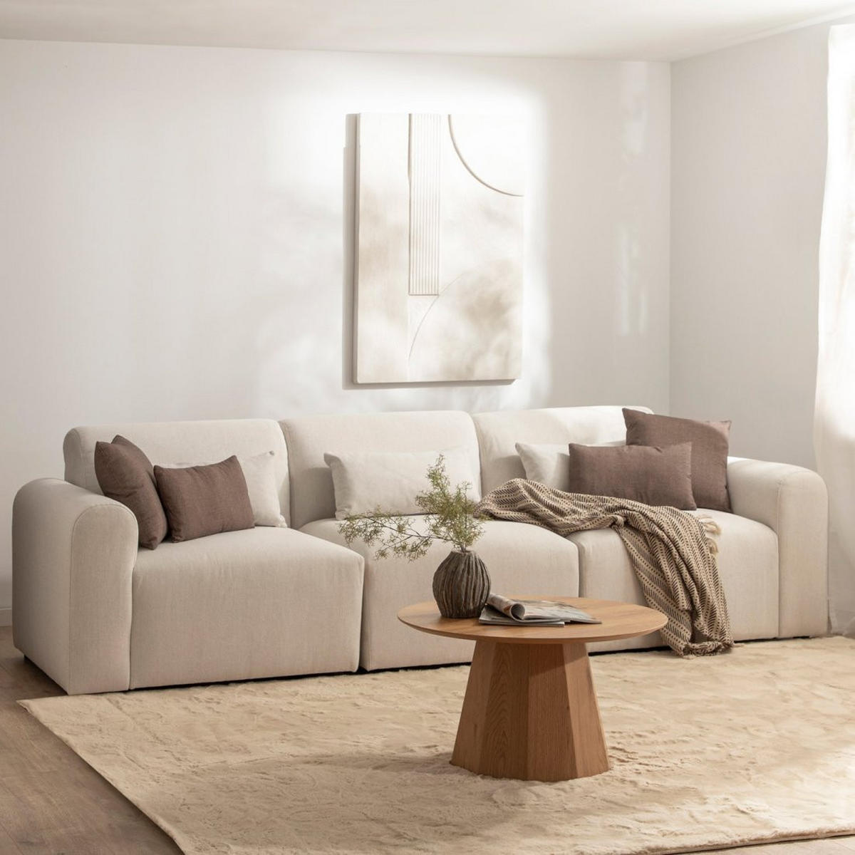 SOFA-DREISITZER Cillian Beige 280 cm x 87 cm - Beige, Textil (280/87/90cm) - Klast Home