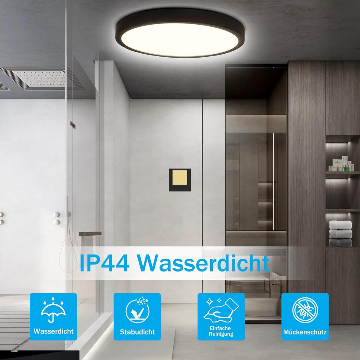 LED-DECKENLEUCHTE Hardy 23/23/3 cm - Schwarz, Kunststoff (23/23/3cm) - Nettlife