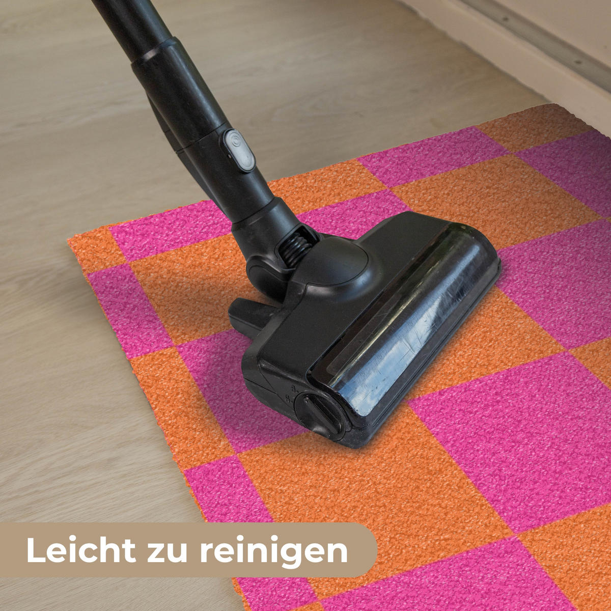 FUSSMATTE Schachbrettmuster - Orange - Rosa - Blöcke 90x60 cm - Pink, Kunststoff (90/0.4cm) - MuchoWow