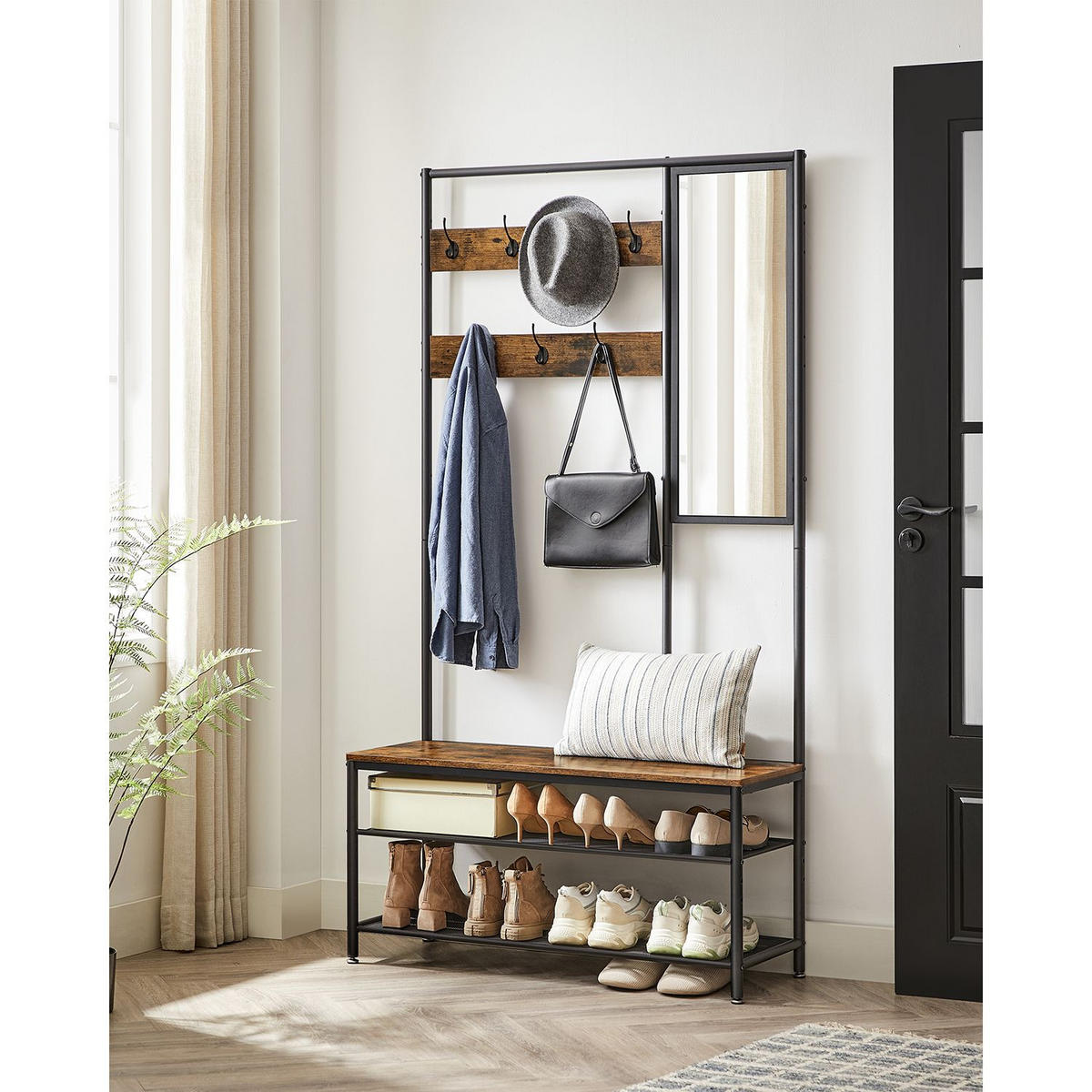 GARDEROBENSTÄNDER BERLIN - Braun, Metall (98/180/35cm) - Hansiro