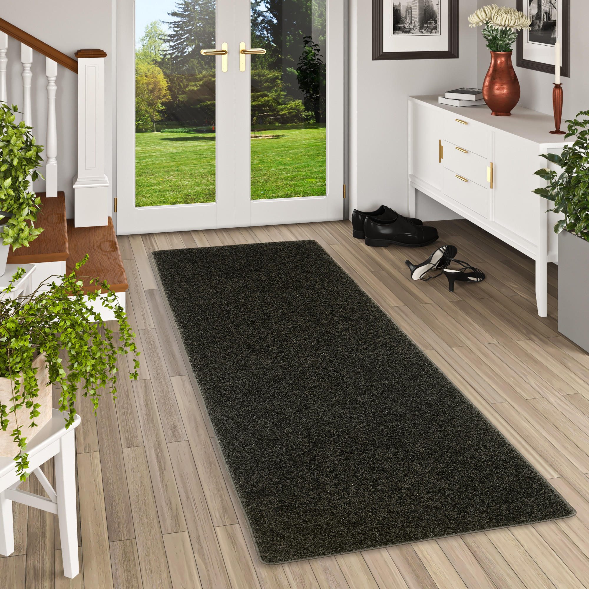 HOCHFLOR VELOURS TEPPICH LÄUFER MONA - Schwarz, Textil (80/320cm) - Snapstyle