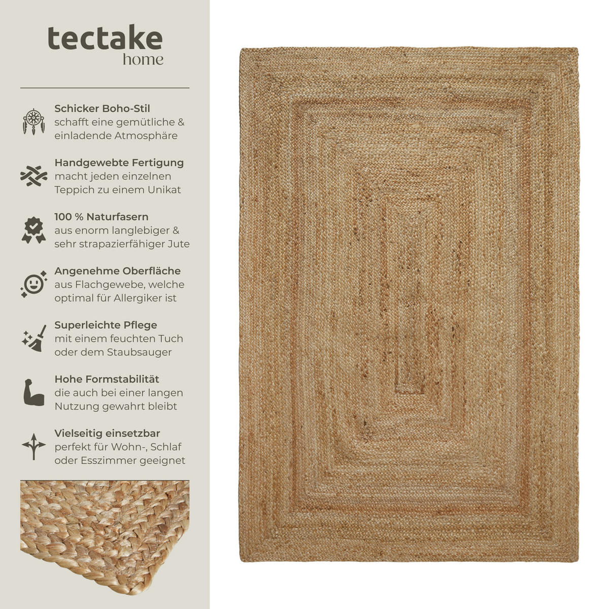 TEPPICH Handgewebt Glim,strapazierfähig und pflegeleicht,braun - Braun, Textil (160/230cm) - tectake