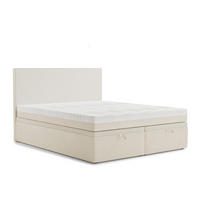 BOXBETT 140/200 cm Tegal, in Creme, Matratze, gepolstertes Kopfteil, Bettkasten, H3 = fest - Creme/Schwarz, Holz/Holzwerkstoff (140/200cm) - Maison de Reve