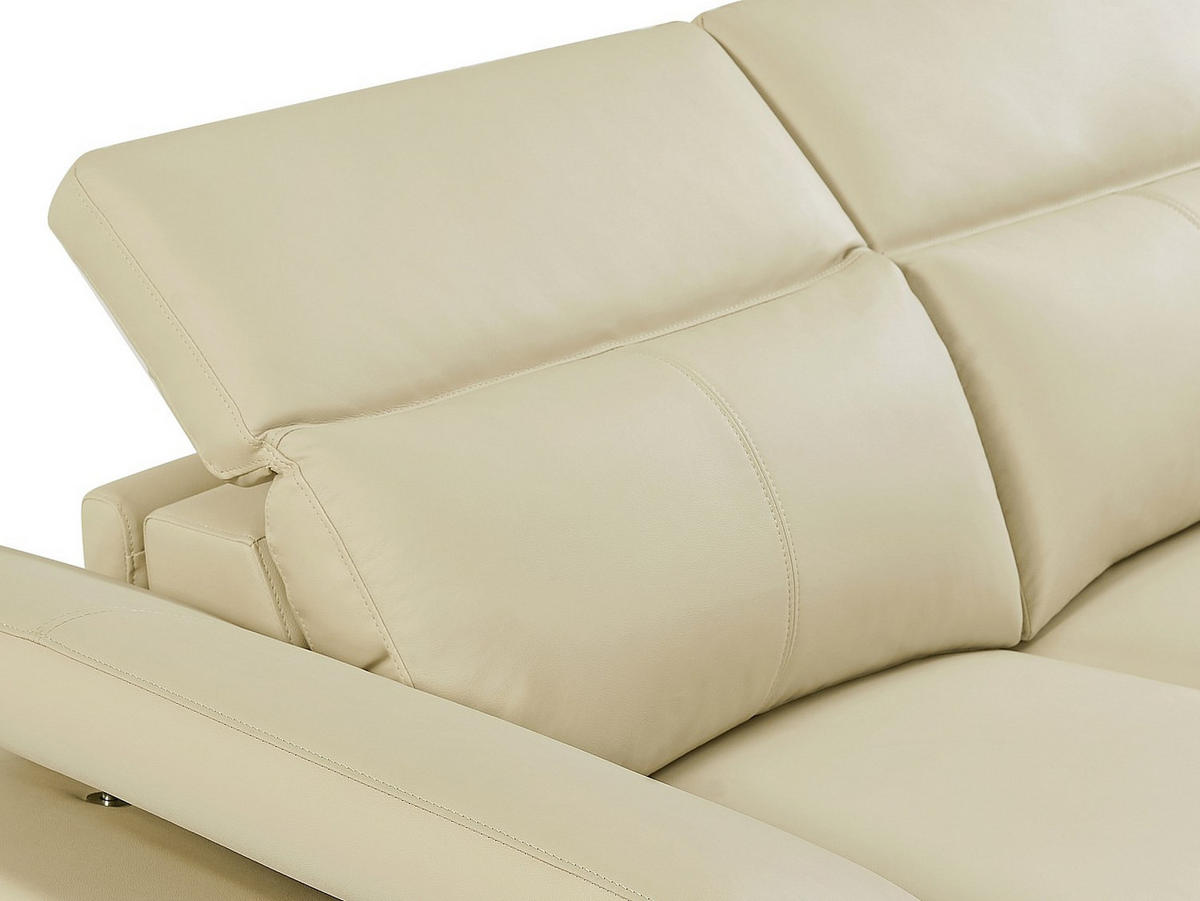 ECKSOFA Relaxsofa elektrisch - Ecke rechts - Rindsleder - Beige - PUNO II - Beige, Leder (299/239cm) - Vente-Unique