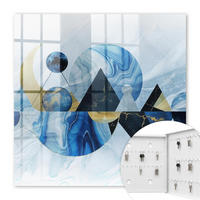 SCHLÜSSELBOX Weiß 30x30 cm – Türöffnung nach rechts - Kosmische Abstraktion - Blau, Metall (30/30/5cm) - TULUP