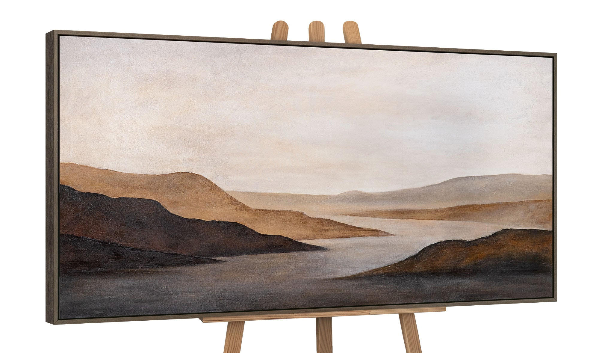 GEMÄLDE Sanfter Sonnenaufgang Schattenfugenrahmen Grau 160x80 cm - Grau, Holz (160/80cm) - YS-art gallery