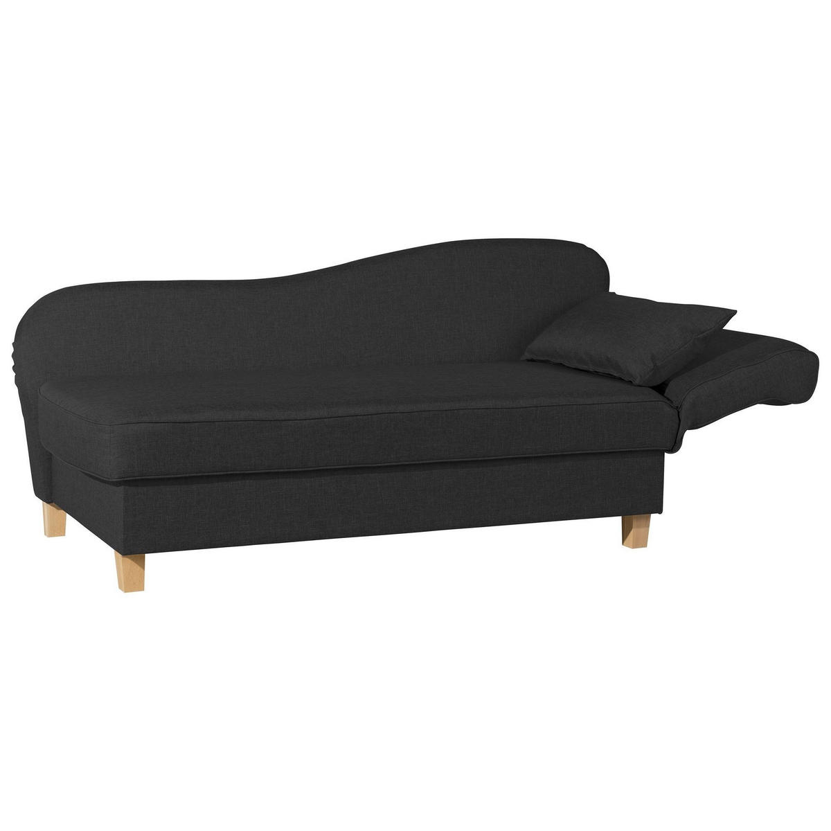 RECAMIERE mit Armteil rechts klappbar Katia Bezug Flachgewebe Buche natur / schwarz - Schwarz, Kunststoff (190/82/88cm) - 58aufmkessel