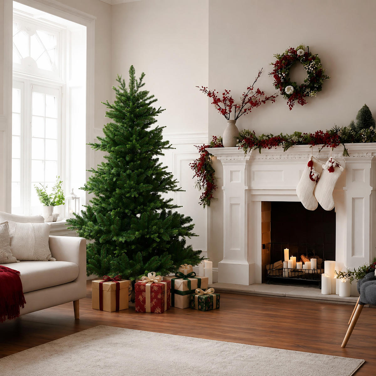KÜNSTLICHER Weihnachtsbaum 185 cm, Tannenbaum mit Metallständer - Grün, Kunststoff (125/185cm) - Hometopia