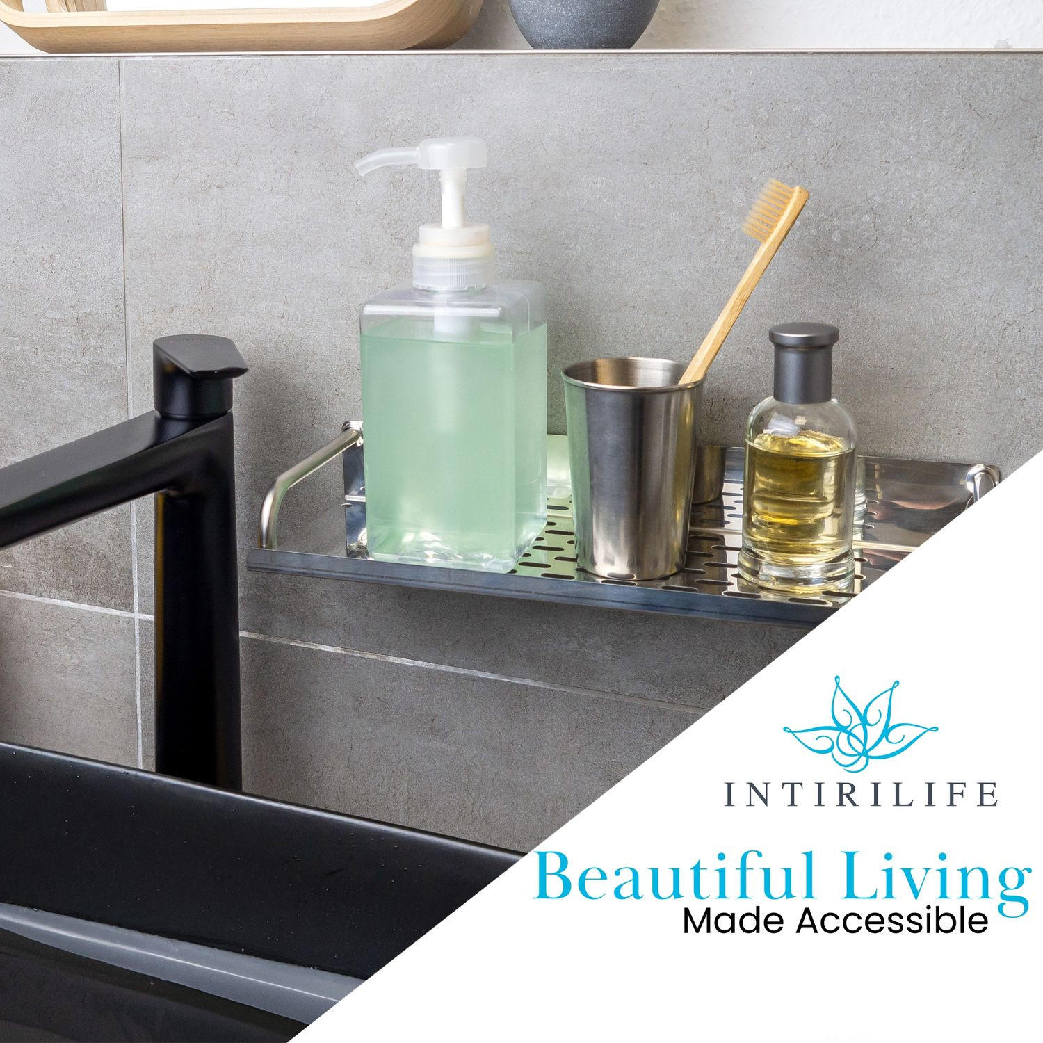 DUSCHABLAGE 50/13 cm - Silberfarben, Metall (13/5/50cm) - Intirilife