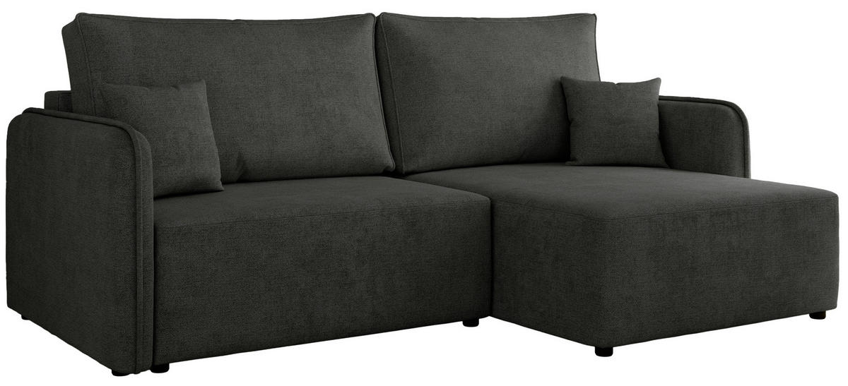 ECKSCHLAFSOFA MESTO L Dunkelgrau Struktur - rechts - Dunkelgrau/Schwarz, Kunststoff/Textil (147/227cm) - MKS