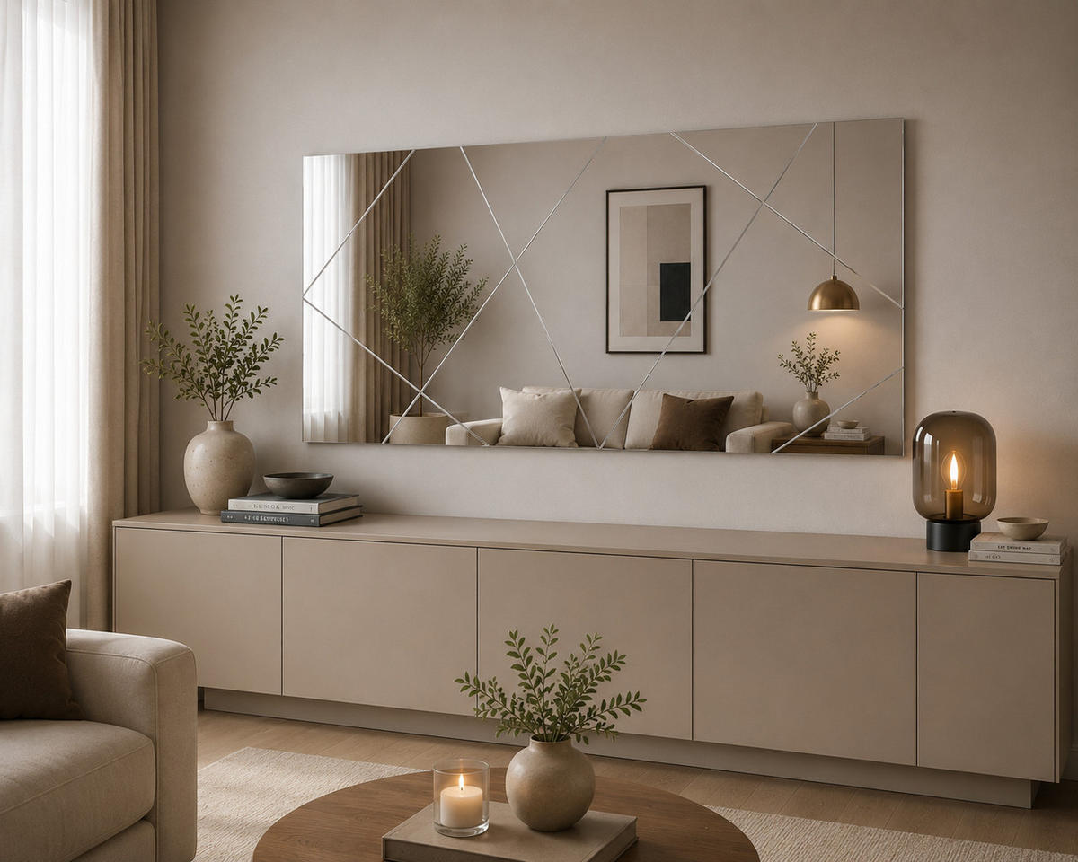 SPIEGEL Exquisite Asymmetrisches Design 120x60 cm - Silberfarben, Holzwerkstoff (120/60/2.2cm) - moebel17