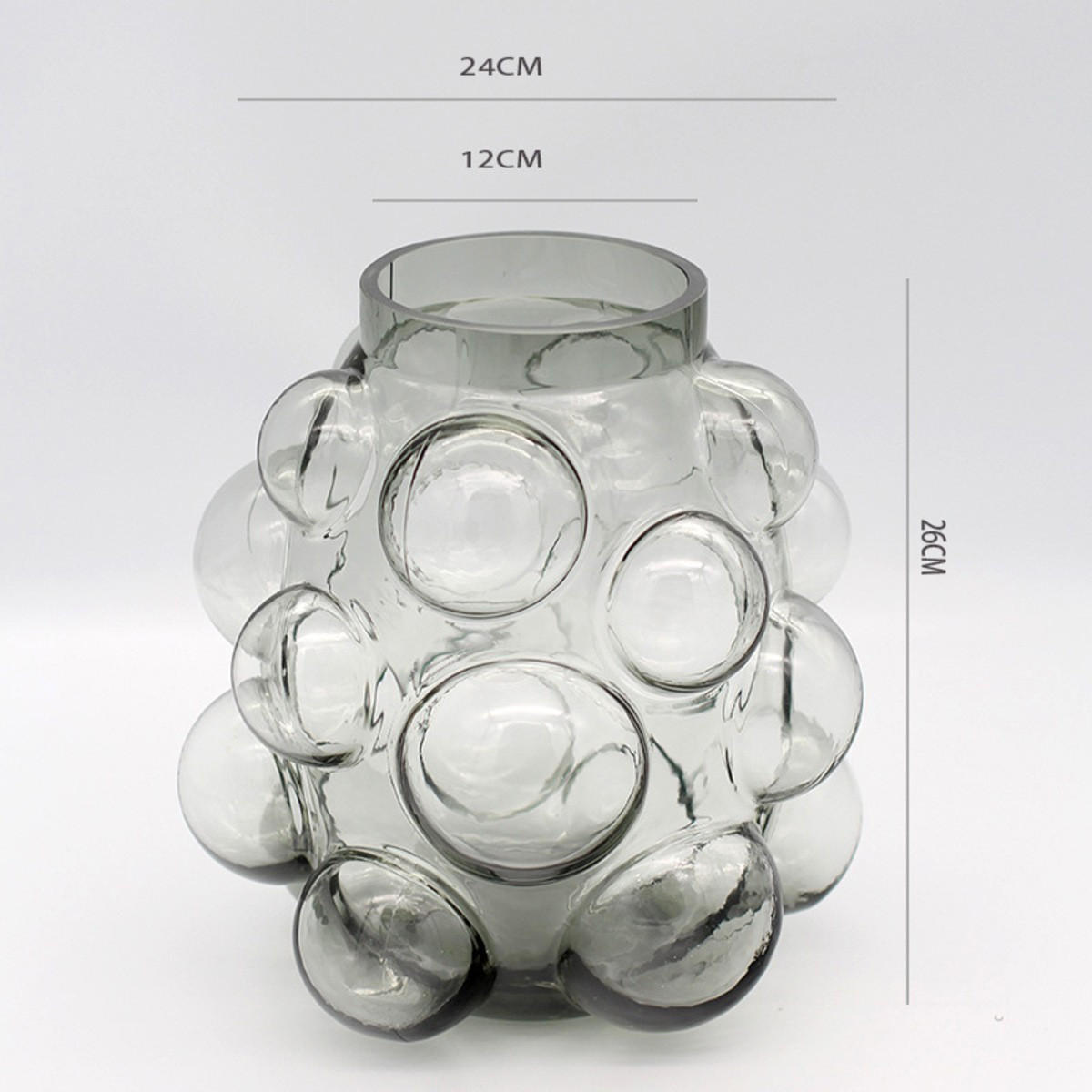 VASE 24/24/17,5 cm - Grau, Glas (26cm)