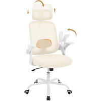 DREHSTUHL mit Wippfunktion, Netzstoff, Beige - Beige, Kunststoff/Textil (63.5/109.5/50cm) - Woltu