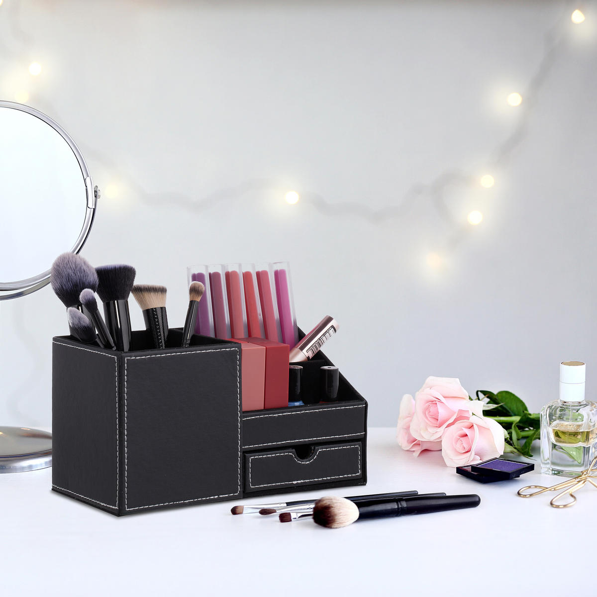 SCHREIBTISCH Organizer - Schwarz, Papier/Kunststoff (11/22.5/12cm) - Relaxdays