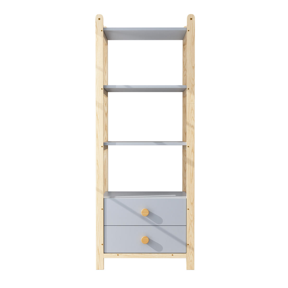 BÜCHERREGAL in Blau Standregal mit Schubladen für Wohnzimmer oder Bücherzimmer, B70/T44/H180cm - Blau/Naturfarben, Holz/Holzwerkstoff (70/180/44cm) - STILVORA