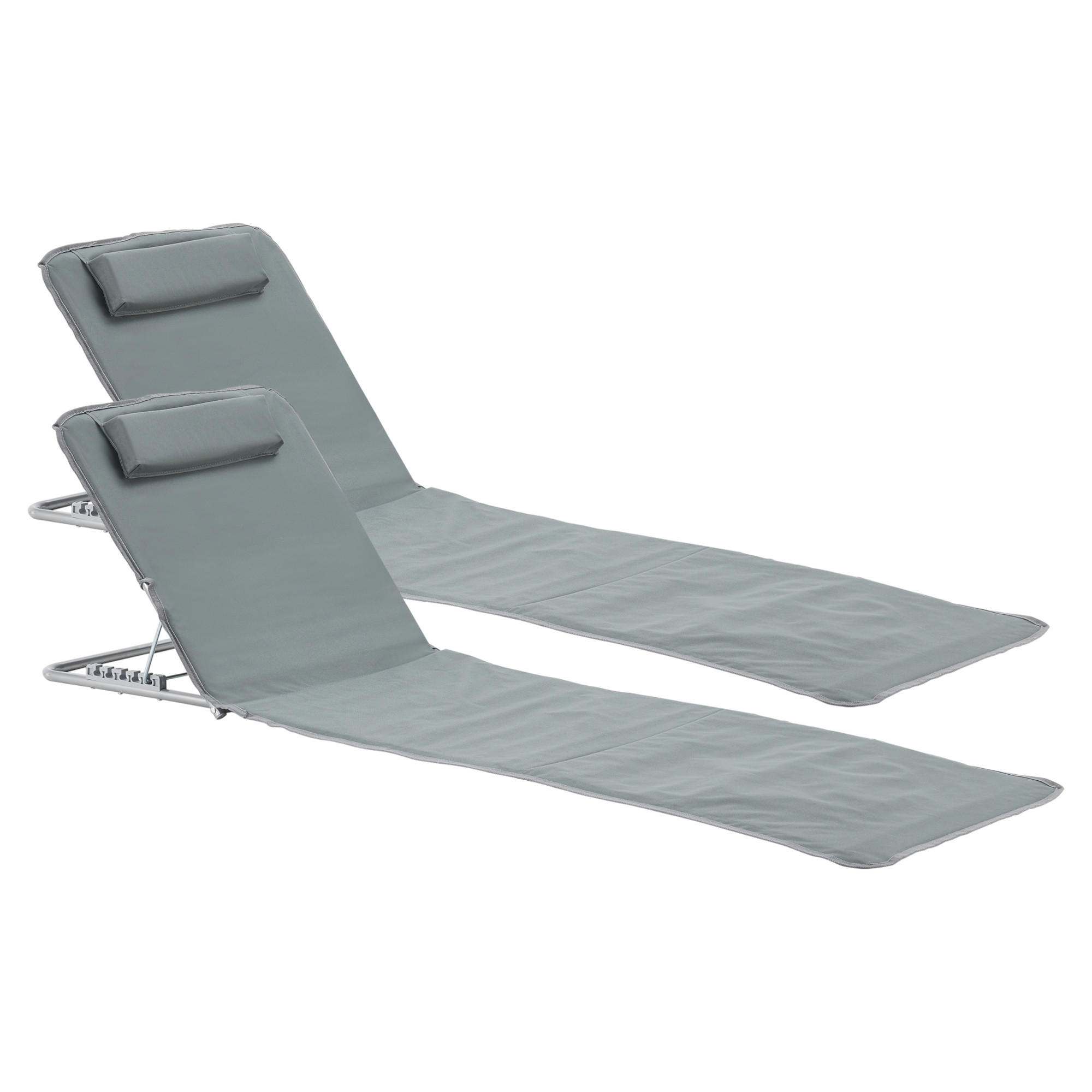 STRANDMATTEN-SET 2 TLG. Cellorigo - Dunkelgrau, Textil/Metall (160/42/49cm) - [en.casa]