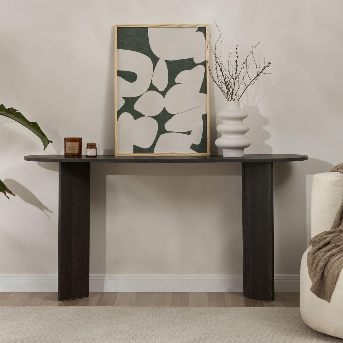 KONSOLE mit zwei Beinen SIRA 150/35/75 cm - Schwarz, Holzwerkstoff (150/35/75cm) - Calicosy