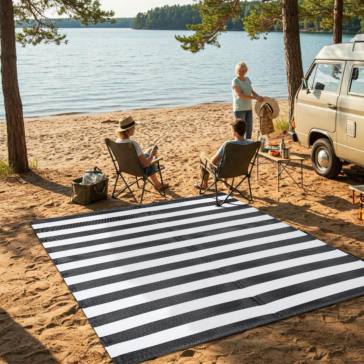 TEPPICH IBIZA Schwarz 90/150 cm - Schwarz, Kunststoff (90/150cm) - Tapiso