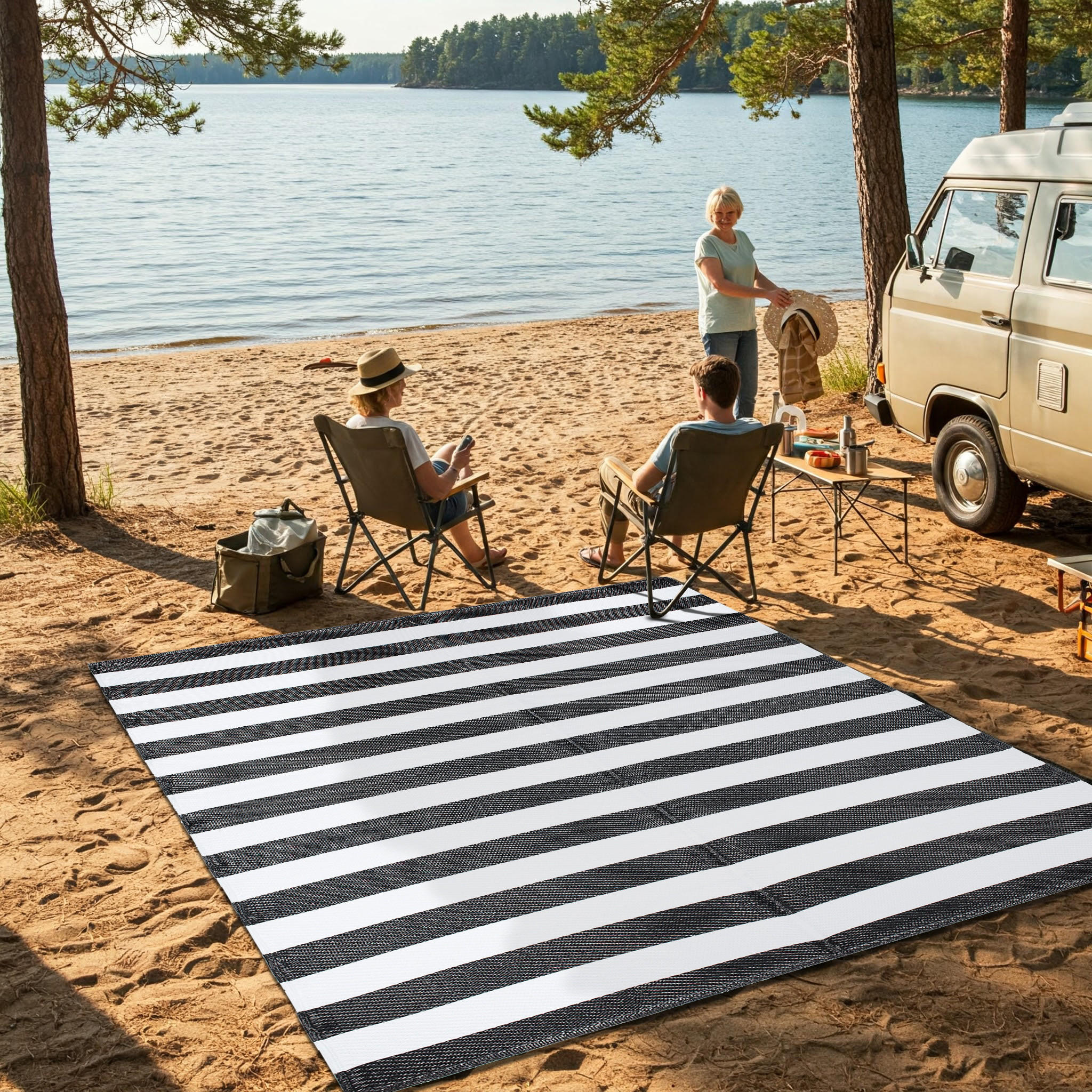 Thumbnail - Tapiso Teppich, Schwarz, Kunststoff, 90x150 cm, Teppiche & Böden, Teppiche