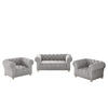 SITZGARNITUR CHESTERFIELD 2+1+1 Elegant Klassisch Schick Stoff Whisper Silber - Silberfarben, Holz (152/77/90cm) - Kaiser Möbel