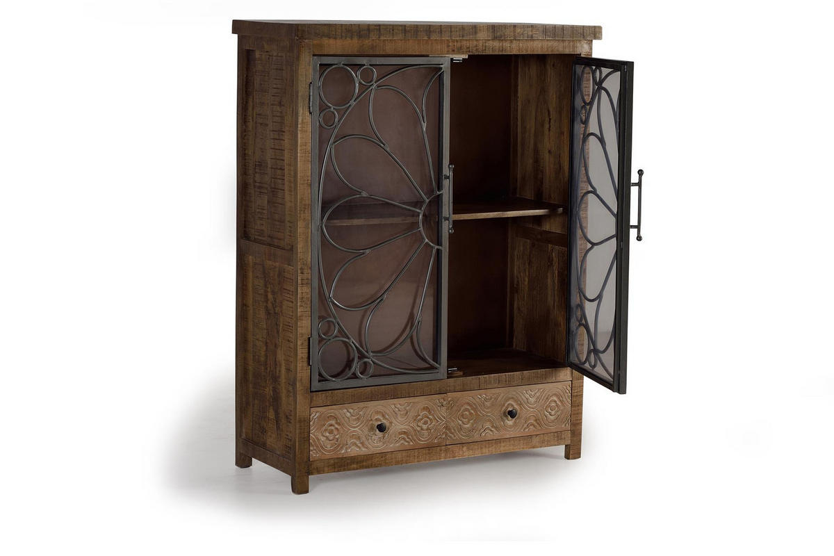 VITRINE gealtertem braunem Mangoholz - Braun, Holz (40/130/100cm) - Giner y Colomer