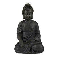 BUDDHAFIGUR - Anthrazit, Kunststoff (10/18/8cm) - Relaxdays