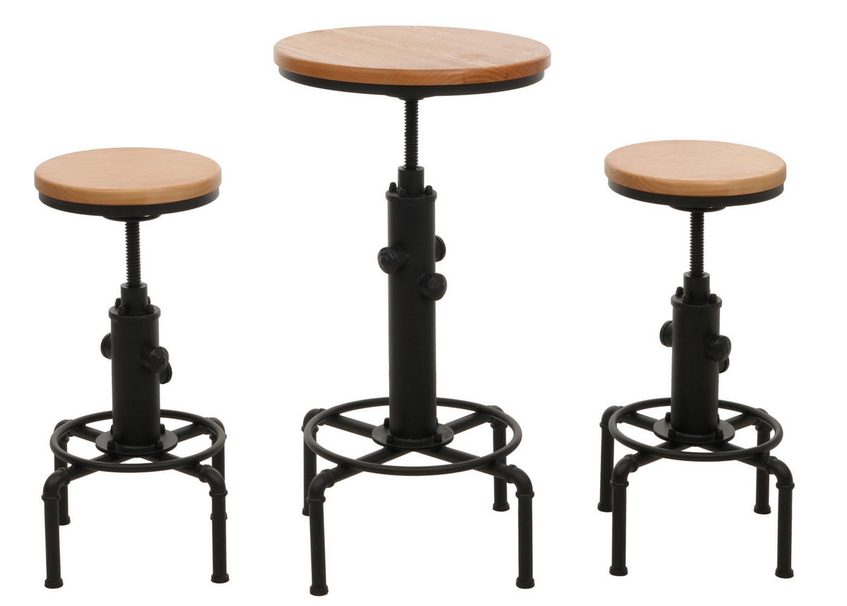 BARTISCH-SET rund Hellbraun 3er-Set - Hellbraun, Holz (40/104/40cm) - MCW