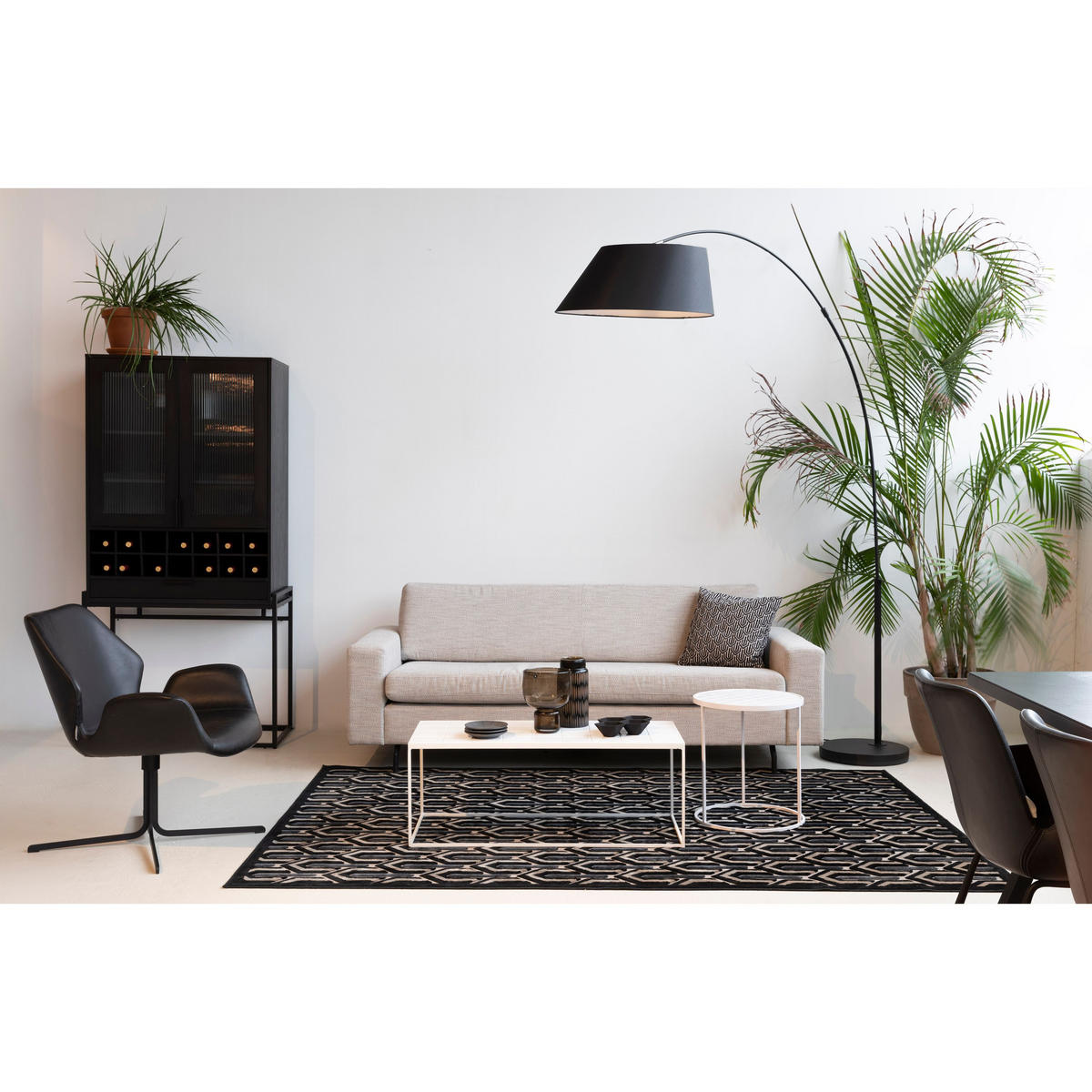 STEHLAMPE Arc Schwarz - Schwarz, Metall (199.5/60/222.5cm) - Zuiver