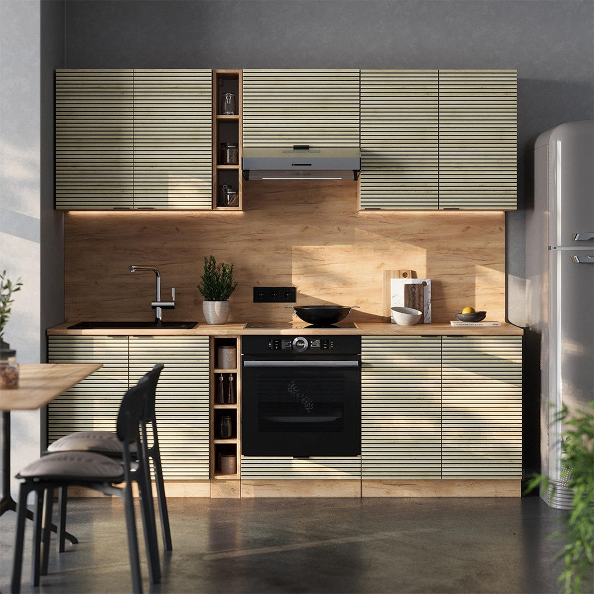 KUCHYŇSKÝ KOUT Fame-Line Dubový panel / dub Goldkraft 235 cm , PD Antracit - medově dubová/barva dubu, kompozitní dřevo (235/206.8/60cm) - Vicco